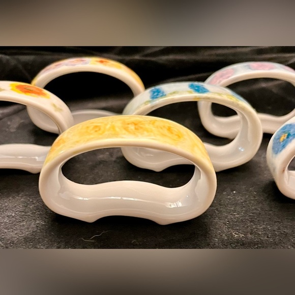 Polish Napkin Rings Holders Dining Hand Painted Porcelain Ceramic Gift Floral - Picture 16 of 16